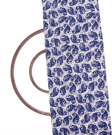 Indigo Colour Leaf Print Modal Chanderi Fabric